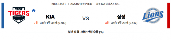 6월 11일 KBO KIA vs 삼성