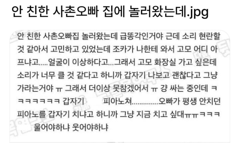 안친한 사촌오빠네 놀로 왔는데 조카가 너무 서윗함