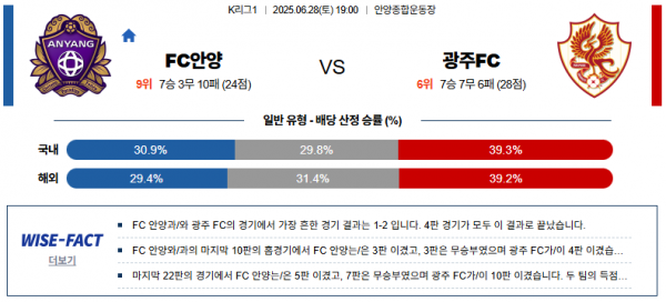 6월 28일 K리그1 FC안양 vs 광주FC