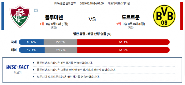 6월 18일 클럽월드컵 플루미넨 vs 도르트문